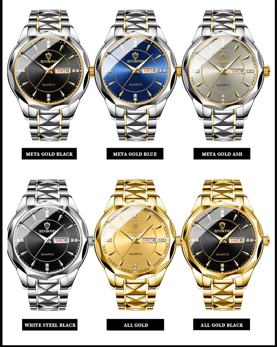 BINBOND Top Brand Luxury Fashion Watch Men Waterproof Week Date Clock Sport Watch Men Quartz Wristwatch
