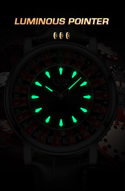 LIGE Roulette Dial Men’s Watch – A Bold Spin on Everyday Style