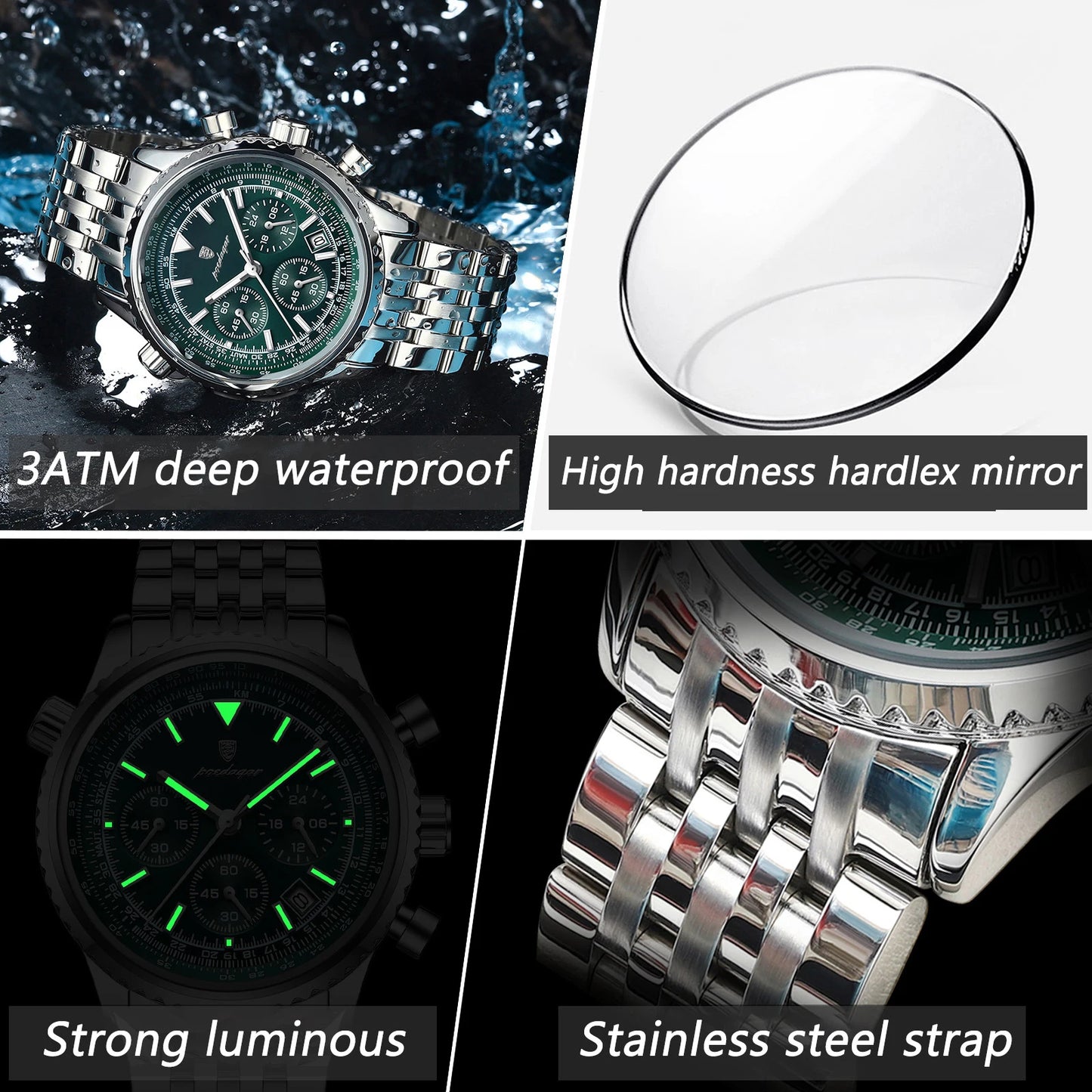 POEDAGAR Men’s Luxury Chronograph Watch – Bold. Precise. Ready for Anything.