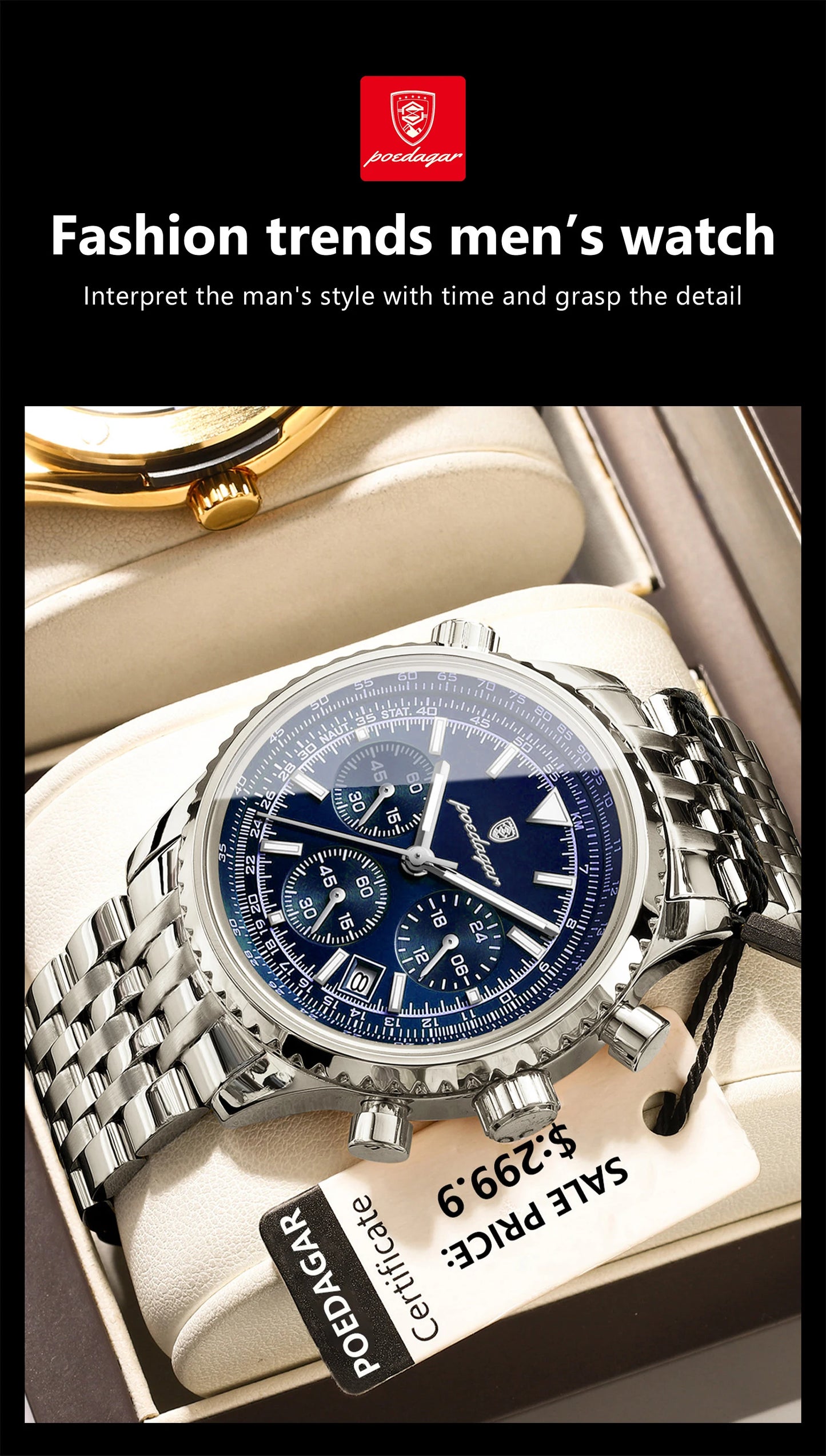 POEDAGAR Military-Style Men’s Chronograph – Tough Design, Timeless Class
