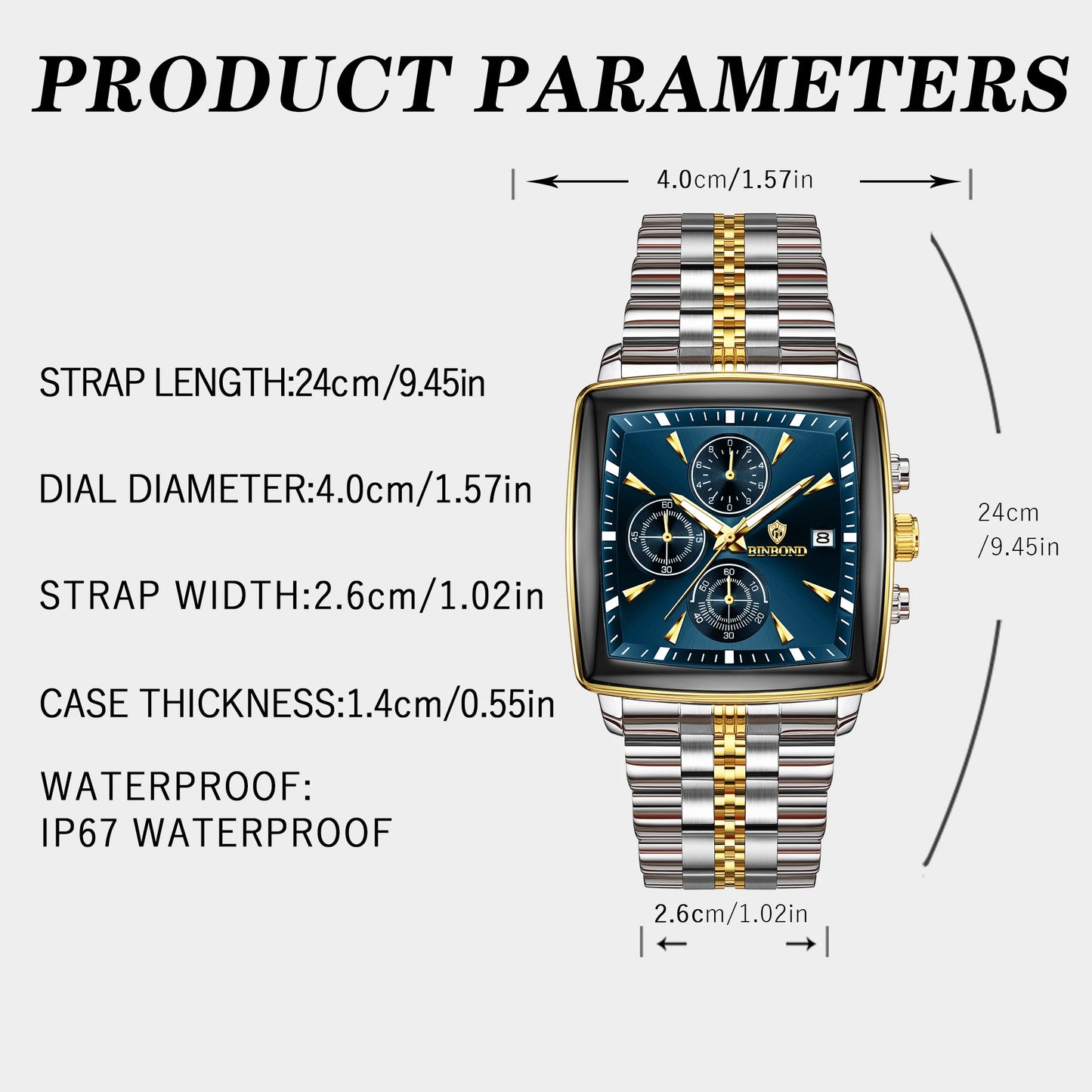 BINBOND Luxury Square Men’s Watch – Bold Design. Built to Perform.