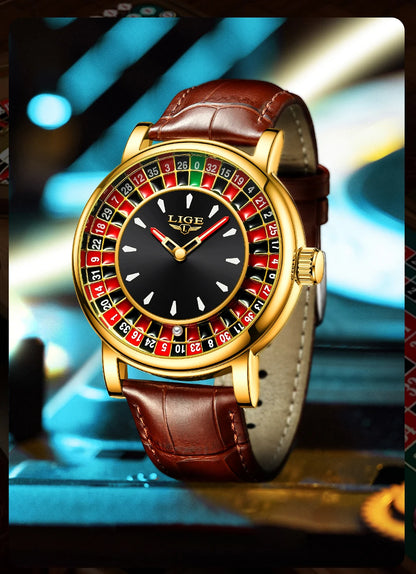 LIGE Roulette Dial Men’s Watch – A Bold Spin on Everyday Style
