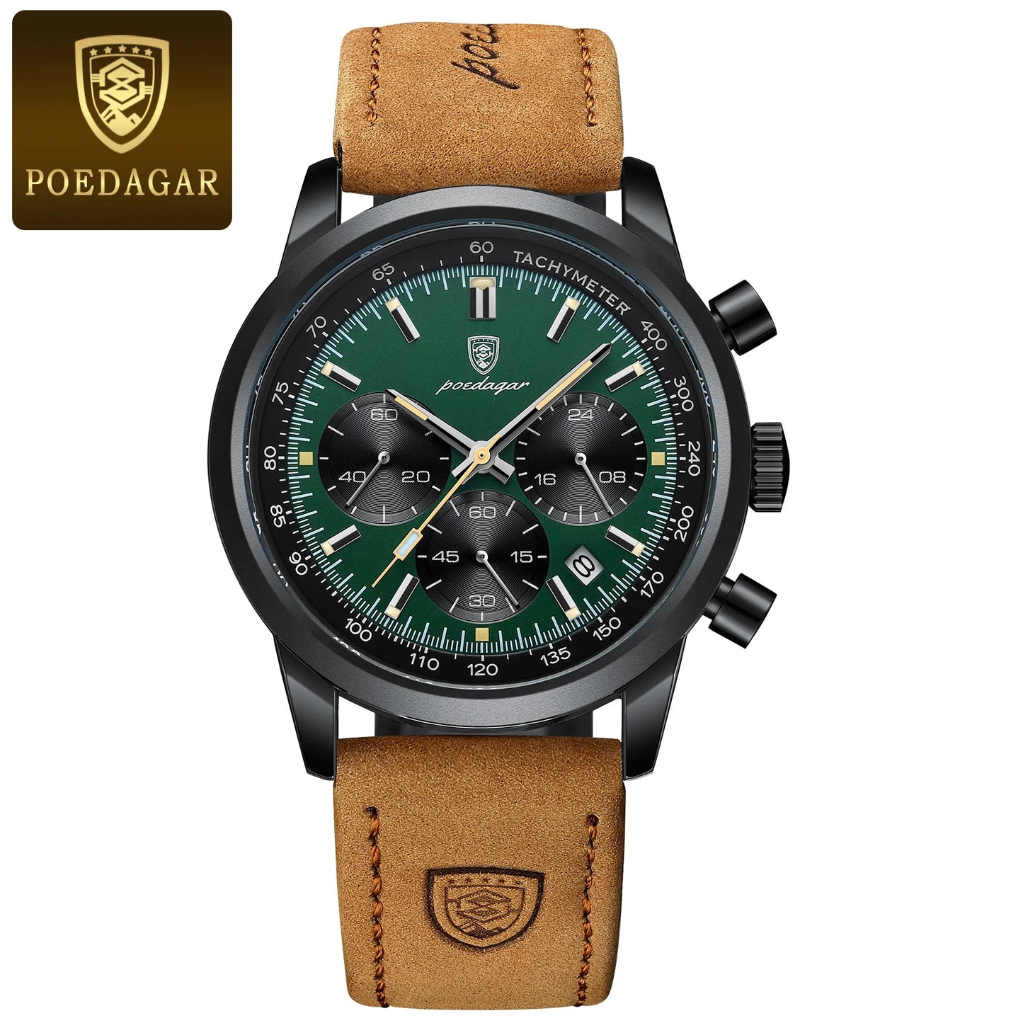 POEDAGAR Luxury Leather Chronograph Watch – Everyday Elegance with Precision