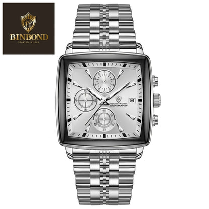 BINBOND Luxury Square Men’s Watch – Bold Design. Built to Perform.