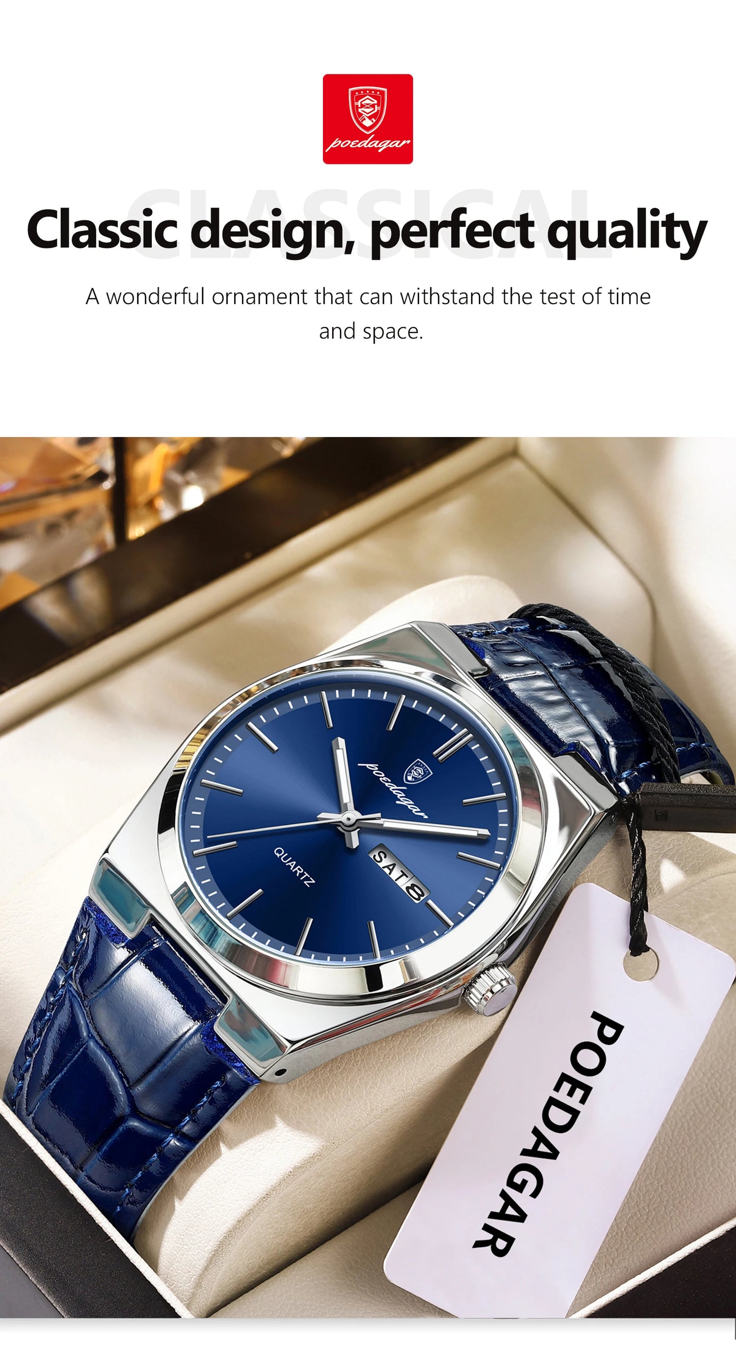 POEDAGAR Men’s Luxury Quartz Watch – Classic Elegance for Everyday Confidence