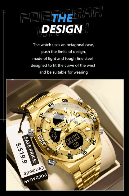 POEDAGAR LED Military-Style Men’s Watch – Tough Look. Smart Function.
