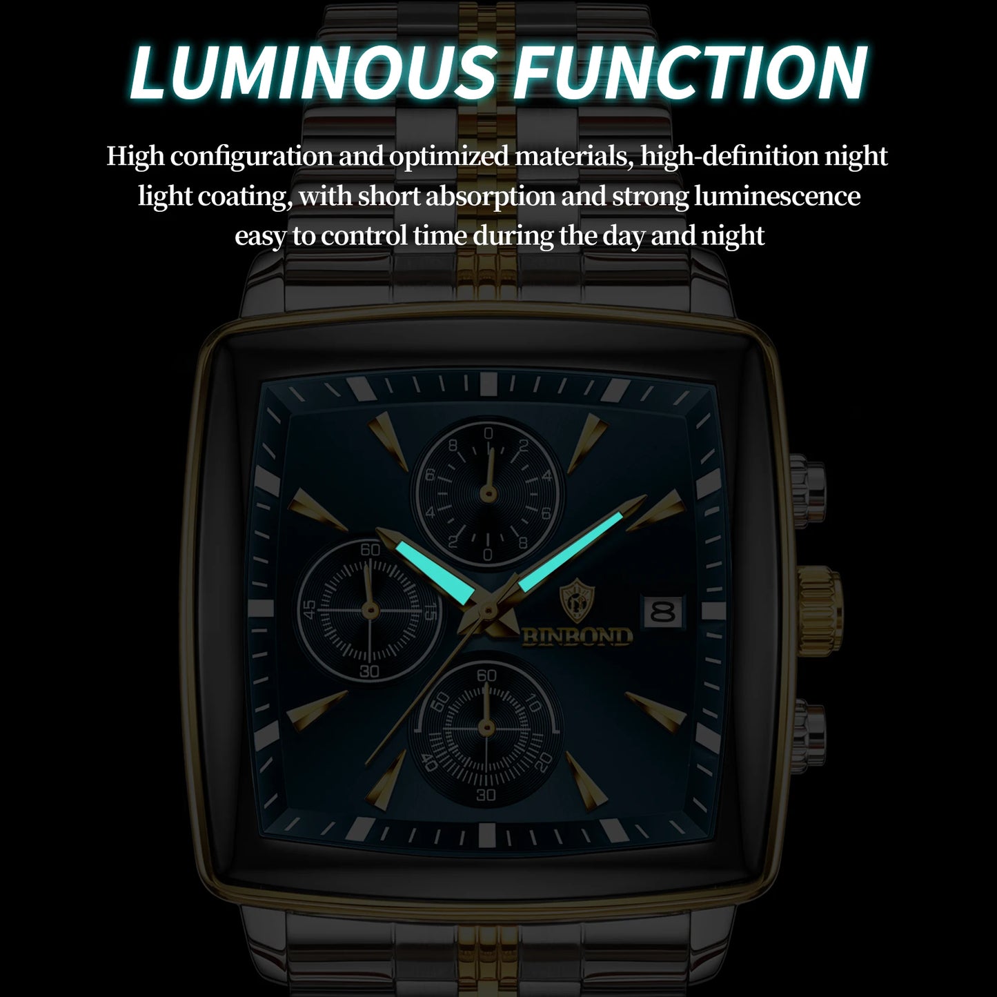 BINBOND Luxury Square Men’s Watch – Bold Design. Built to Perform.