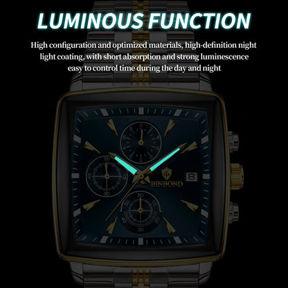 BINBOND Luxury Square Men’s Watch – Bold Design. Built to Perform.