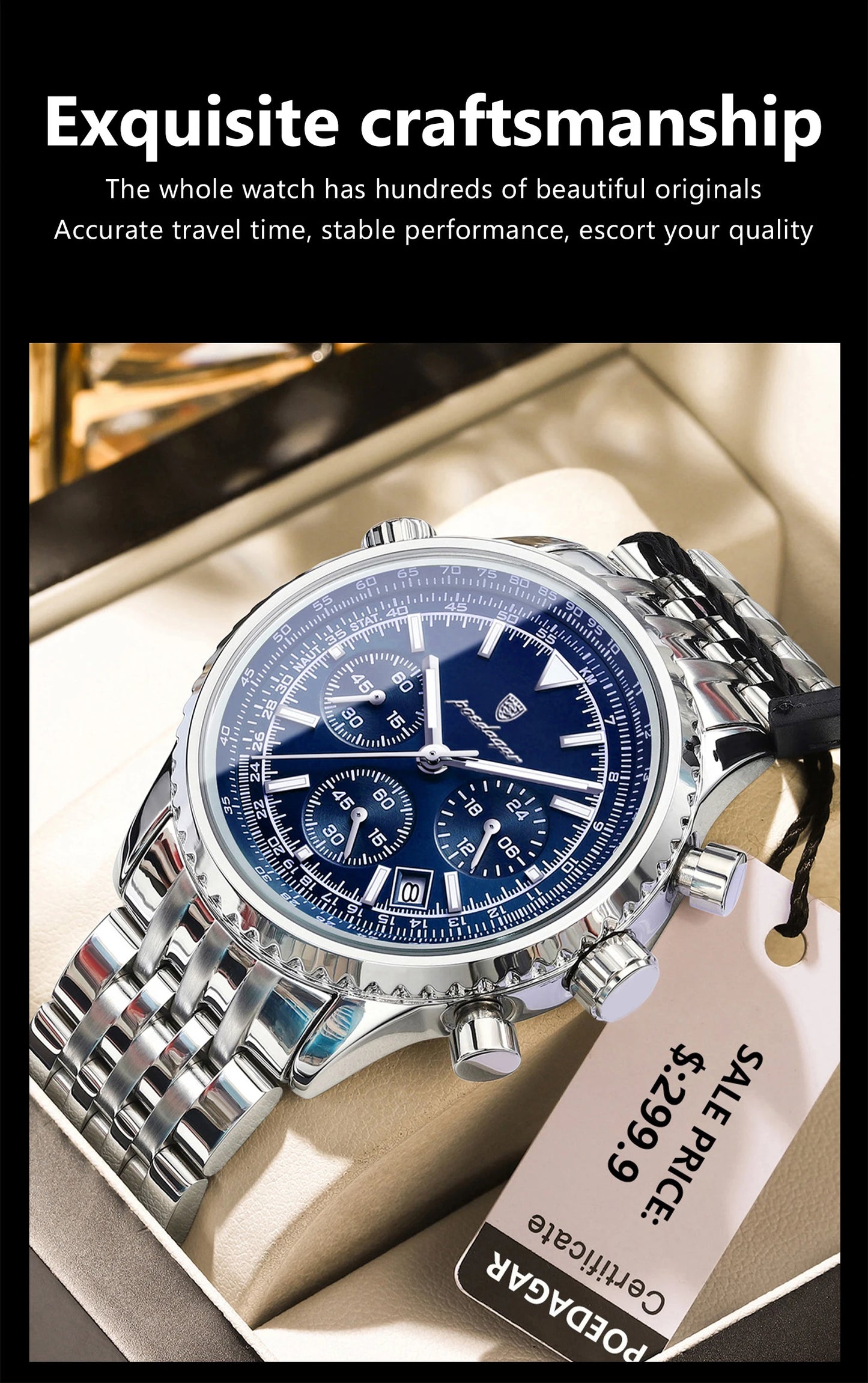 POEDAGAR Military-Style Men’s Chronograph – Tough Design, Timeless Class