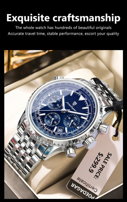 POEDAGAR Military-Style Men’s Chronograph – Tough Design, Timeless Class