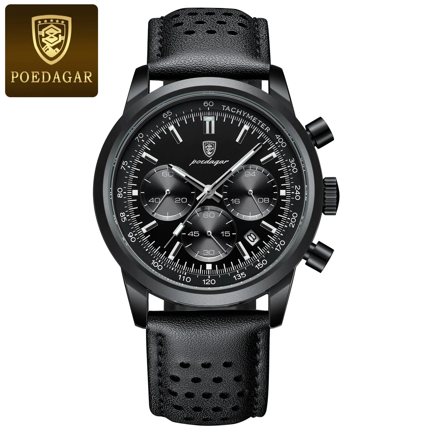 POEDAGAR Luxury Leather Chronograph Watch – Everyday Elegance with Precision