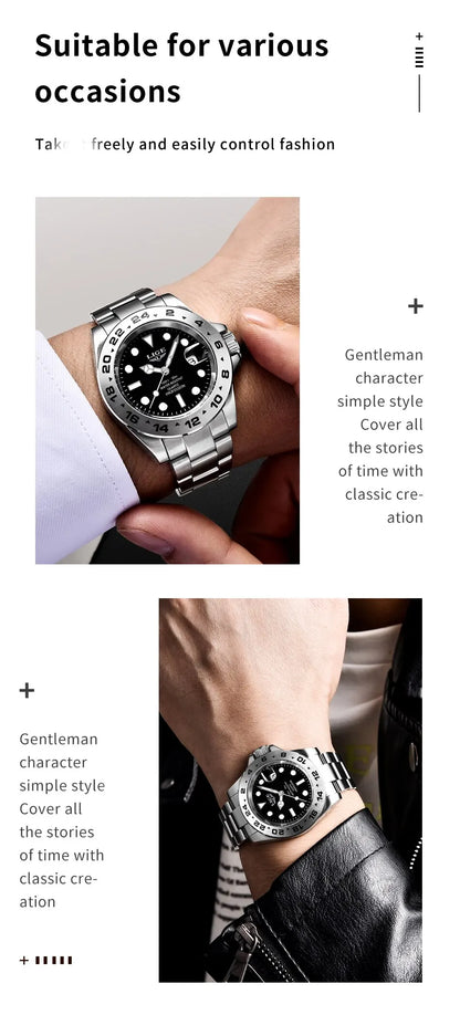 LIGE 2024 Men Watch Stainless Steel Band Date Mens Clock Business Male Watches Waterproof Luxuries Man Wrist Watches for Men