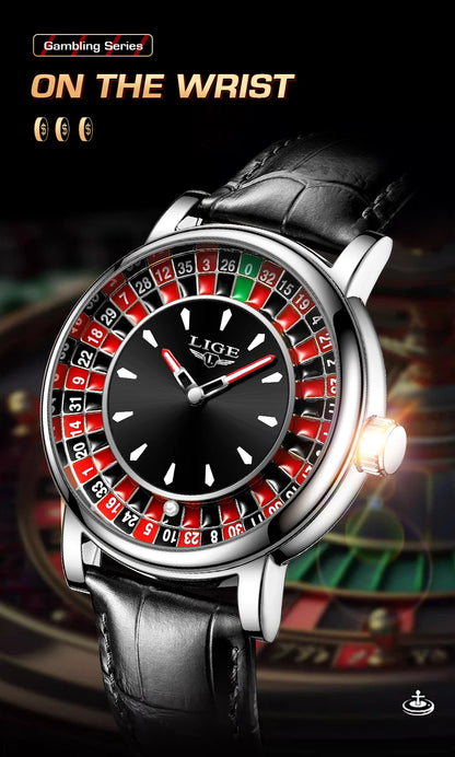 LIGE Roulette Dial Men’s Watch – A Bold Spin on Everyday Style