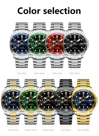 POEDAGAR Luxury Sports Man Wristwatch Luminous Waterproof Date Watch For Men Business Stainless Steel Quartz Men's Watches Reloj