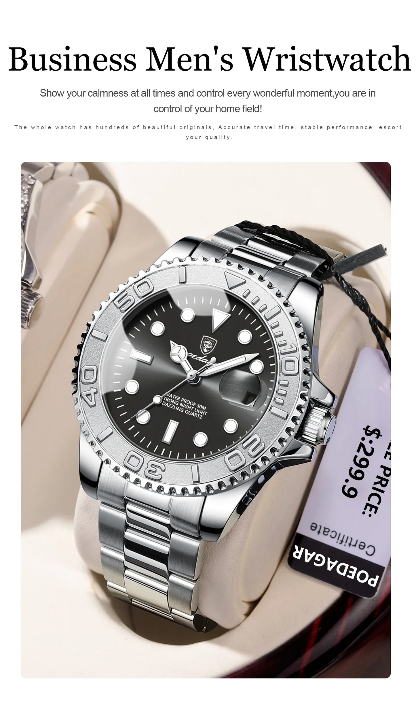 POEDAGAR Men’s Luxury Quartz Watch – Strength in Every Second