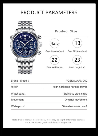 POEDAGAR Military-Style Men’s Chronograph – Tough Design, Timeless Class