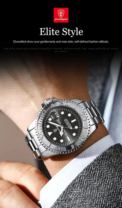 POEDAGAR Men’s Luxury Quartz Watch – Strength in Every Second