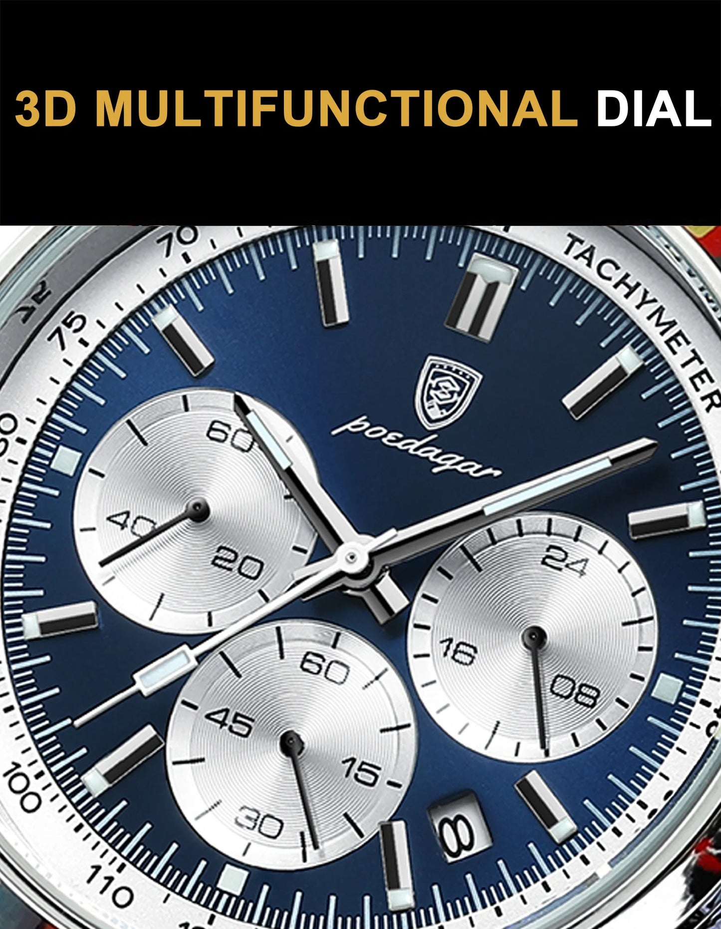 POEDAGAR Luxury Leather Chronograph Watch – Everyday Elegance with Precision