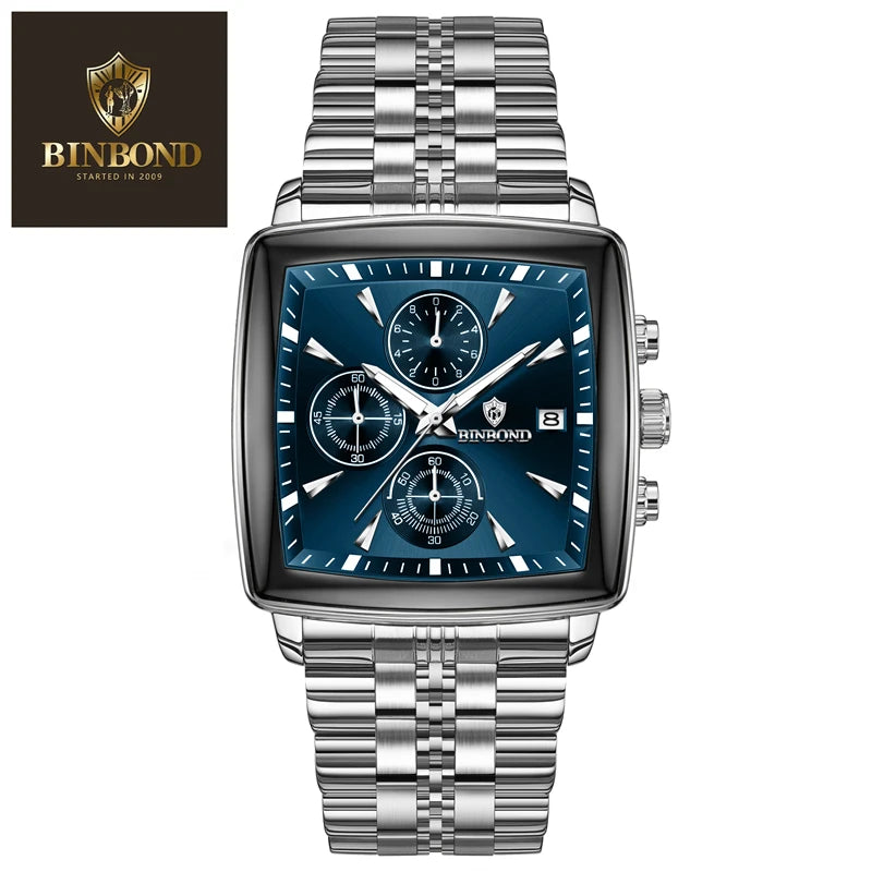 BINBOND Luxury Square Men’s Watch – Bold Design. Built to Perform.
