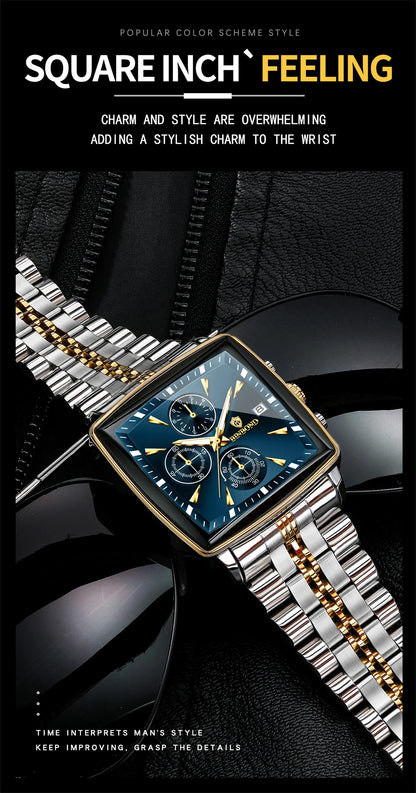 BINBOND Luxury Square Men’s Watch – Bold Design. Built to Perform.