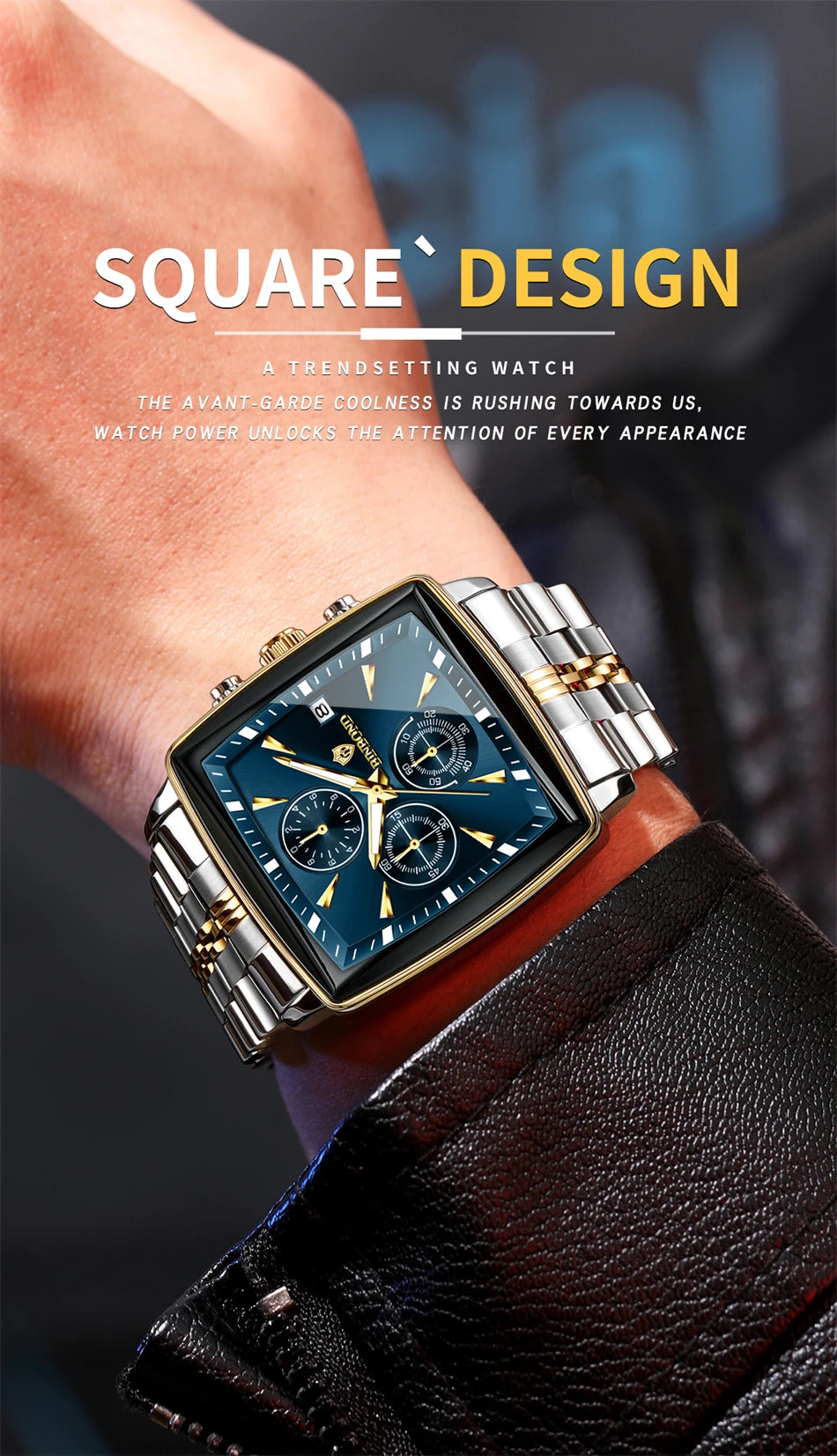 BINBOND Luxury Square Men’s Watch – Bold Design. Built to Perform.