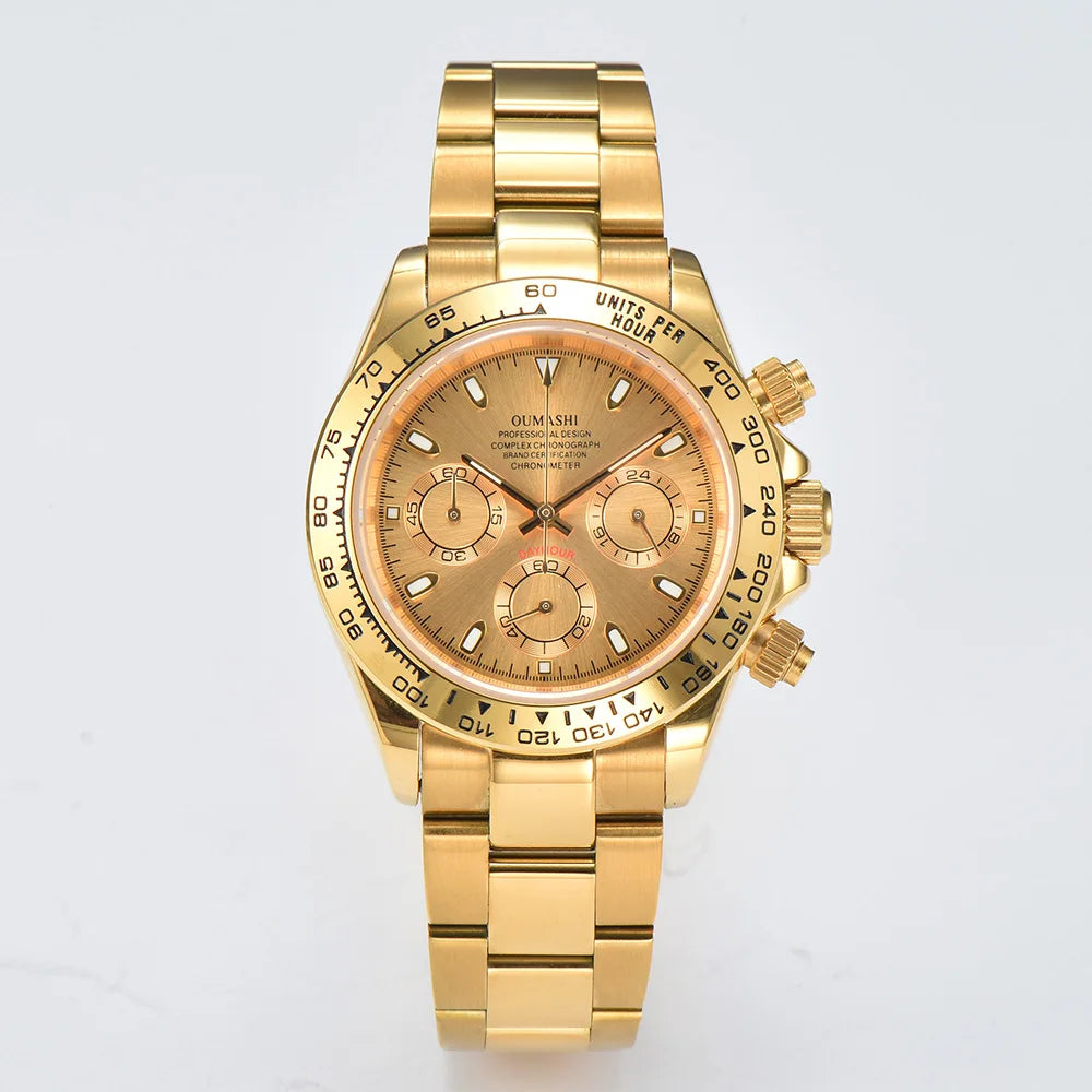 OUMASHI VK63 Man luxury watches Sports Quartz Watch Sapphire Stainless Steel Waterproof  Chronometer for vk63 Movement