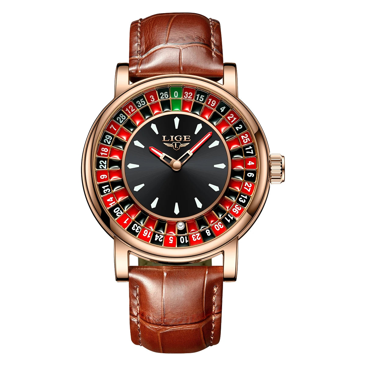 LIGE Roulette Dial Men’s Watch – A Bold Spin on Everyday Style