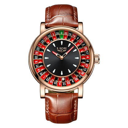 LIGE Roulette Dial Men’s Watch – A Bold Spin on Everyday Style