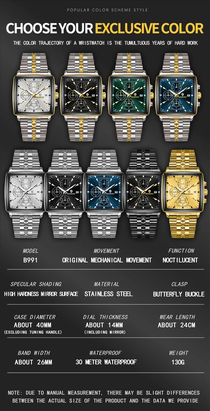 BINBOND Luxury Square Men’s Watch – Bold Design. Built to Perform.