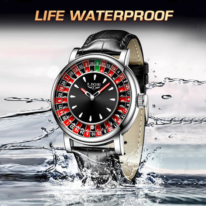 LIGE Roulette Dial Men’s Watch – A Bold Spin on Everyday Style