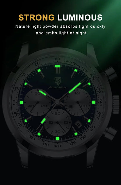 POEDAGAR Luxury Leather Chronograph Watch – Everyday Elegance with Precision