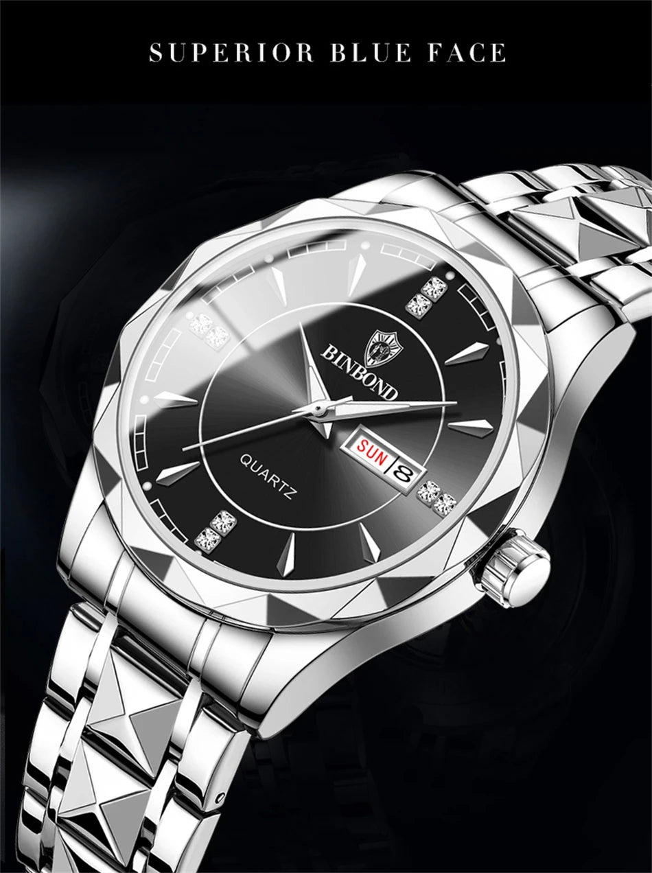 BINBOND Top Brand Luxury Fashion Watch Men Waterproof Week Date Clock Sport Watch Men Quartz Wristwatch