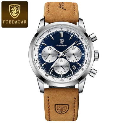 POEDAGAR Luxury Leather Chronograph Watch – Everyday Elegance with Precision