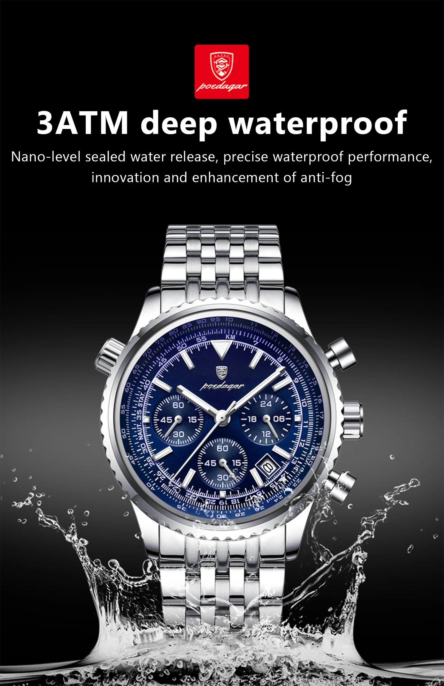 POEDAGAR Military-Style Men’s Chronograph – Tough Design, Timeless Class