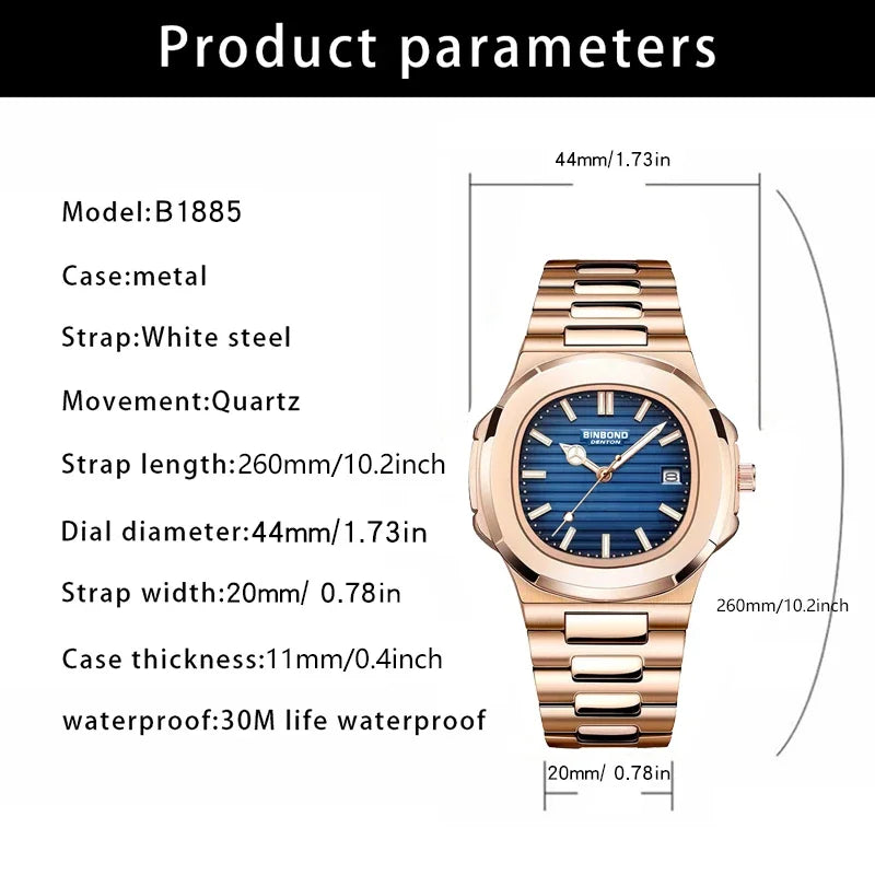 Men’s Rose Gold Quartz Watch – Effortless Style, Everyday Luxury