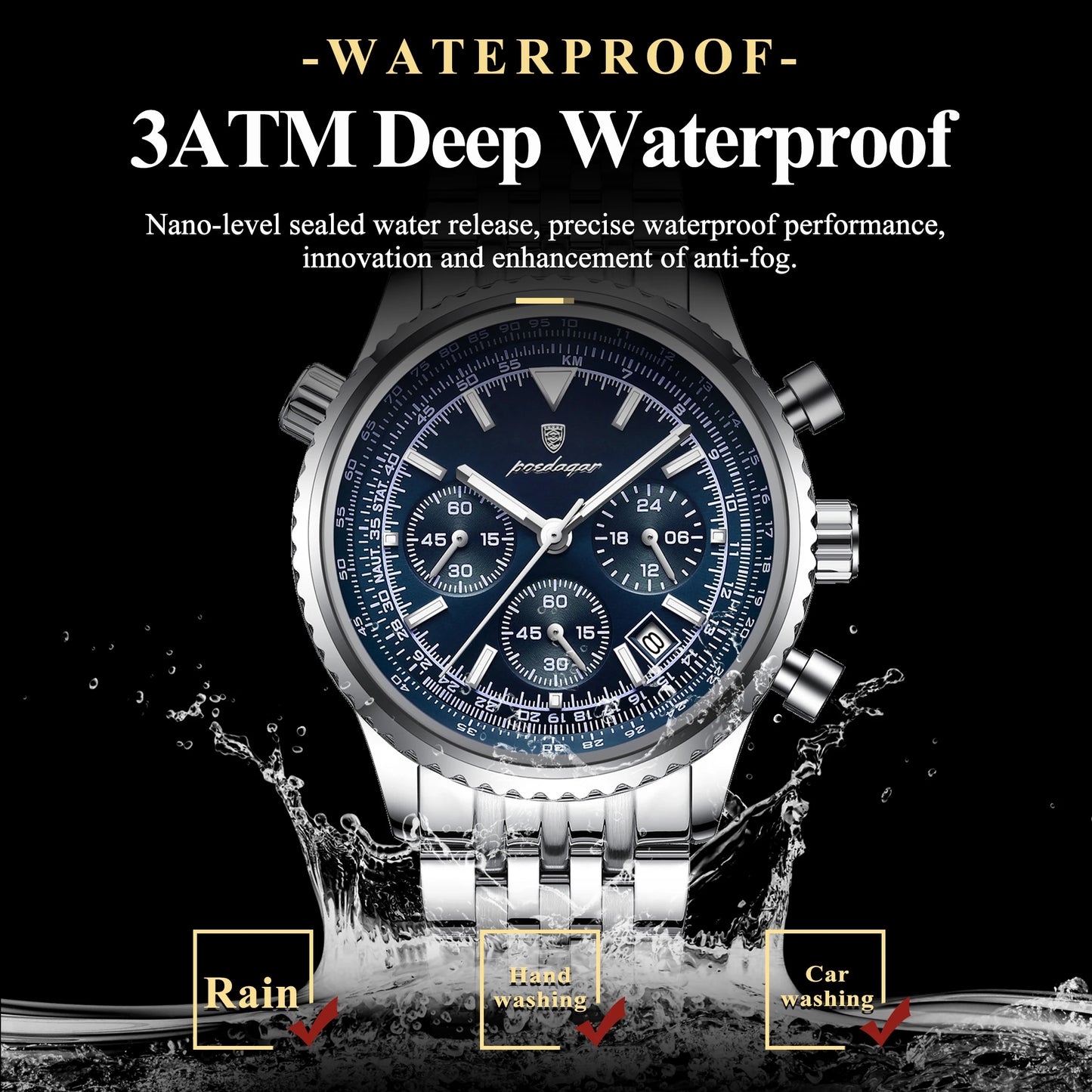POEDAGAR Military-Style Men’s Chronograph – Tough Design, Timeless Class