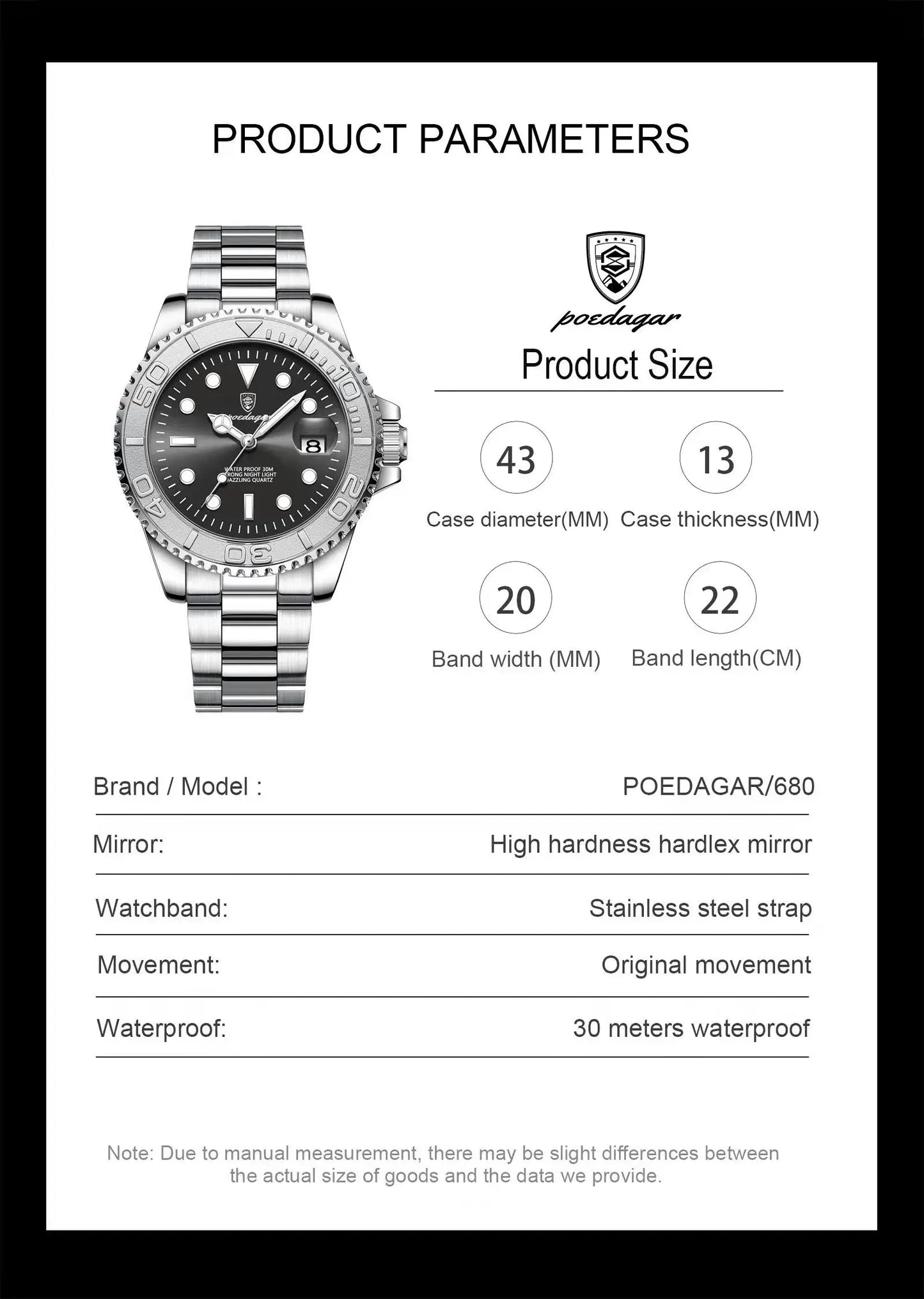 POEDAGAR Men’s Luxury Quartz Watch – Strength in Every Second