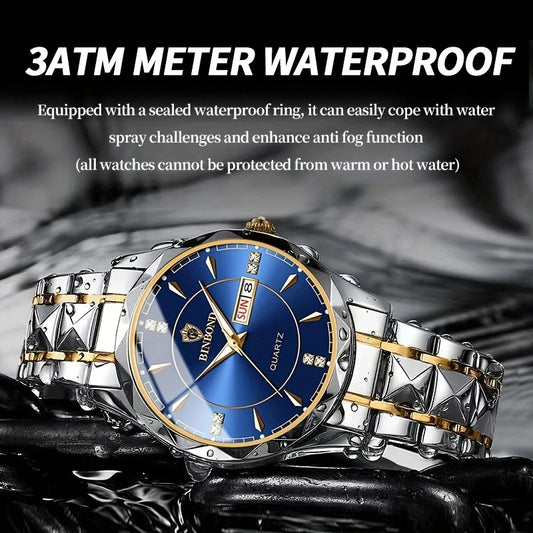 BINBOND Top Brand Luxury Fashion Watch Men Waterproof Week Date Clock Sport Watch Men Quartz Wristwatch