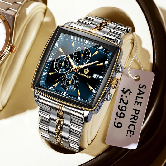 BINBOND Luxury Square Men’s Watch – Bold Design. Built to Perform.