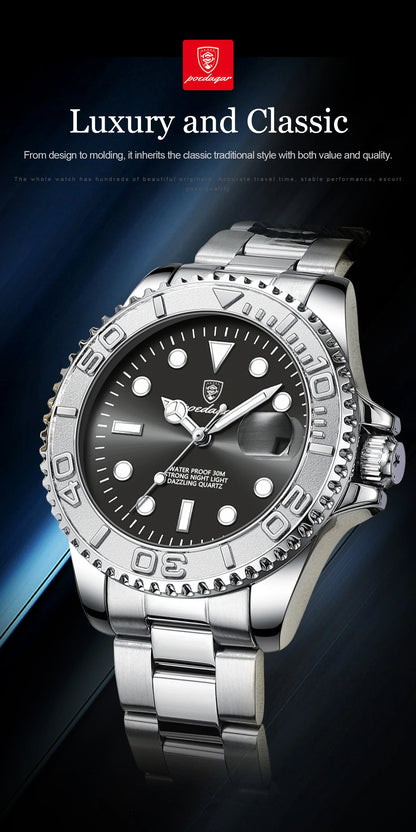 POEDAGAR Men’s Luxury Quartz Watch – Strength in Every Second