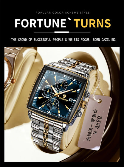 BINBOND Luxury Square Men’s Watch – Bold Design. Built to Perform.