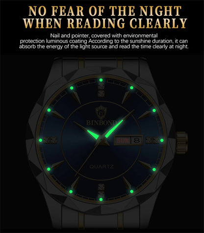 BINBOND Top Brand Luxury Fashion Watch Men Waterproof Week Date Clock Sport Watch Men Quartz Wristwatch