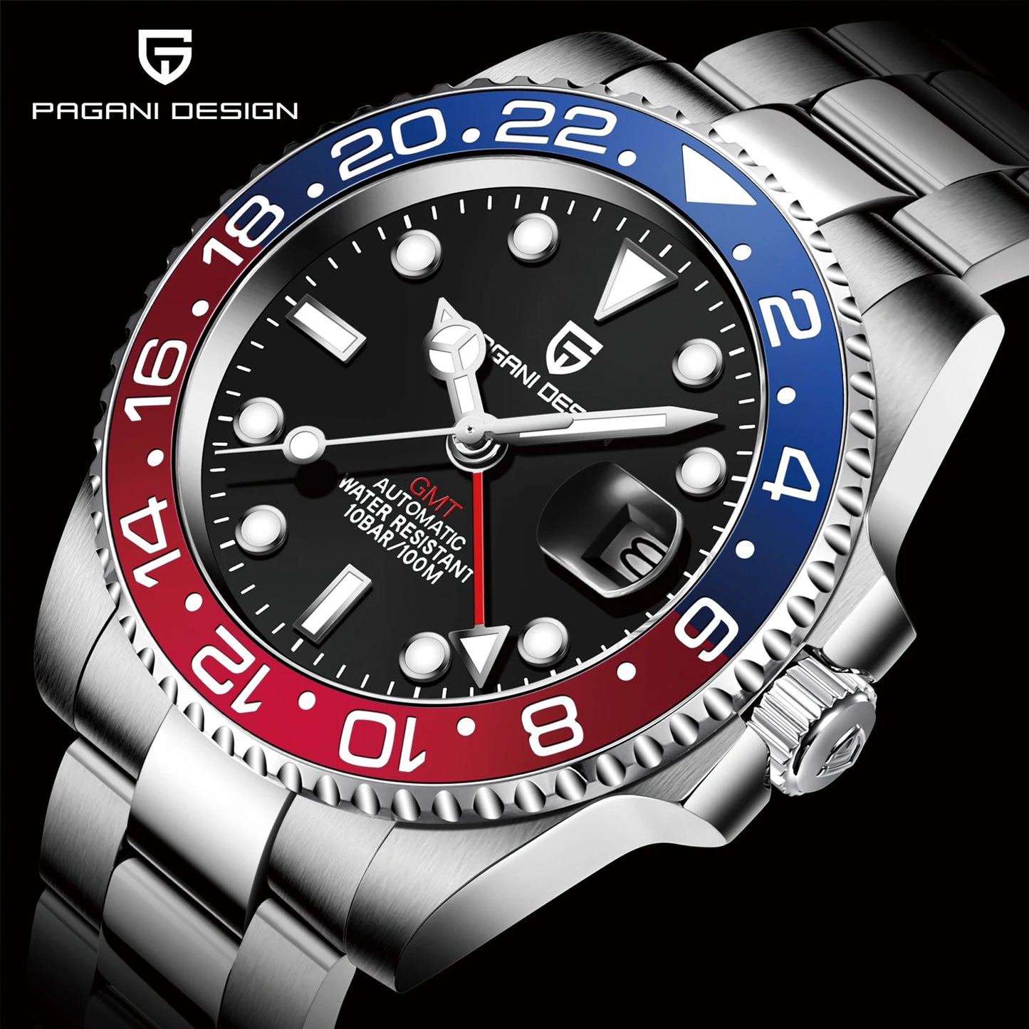 PAGANI DESIGN V3 Version GMT Watches Men's Luxury Sapphire Automatic Mechanical Watch 40MM Stainless Steel Waterproof Watch