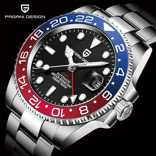 PAGANI DESIGN V3 Version GMT Watches Men's Luxury Sapphire Automatic Mechanical Watch 40MM Stainless Steel Waterproof Watch