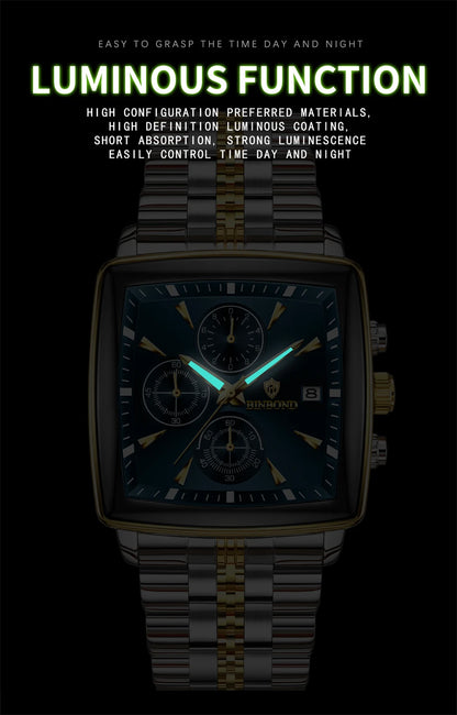BINBOND Luxury Square Men’s Watch – Bold Design. Built to Perform.