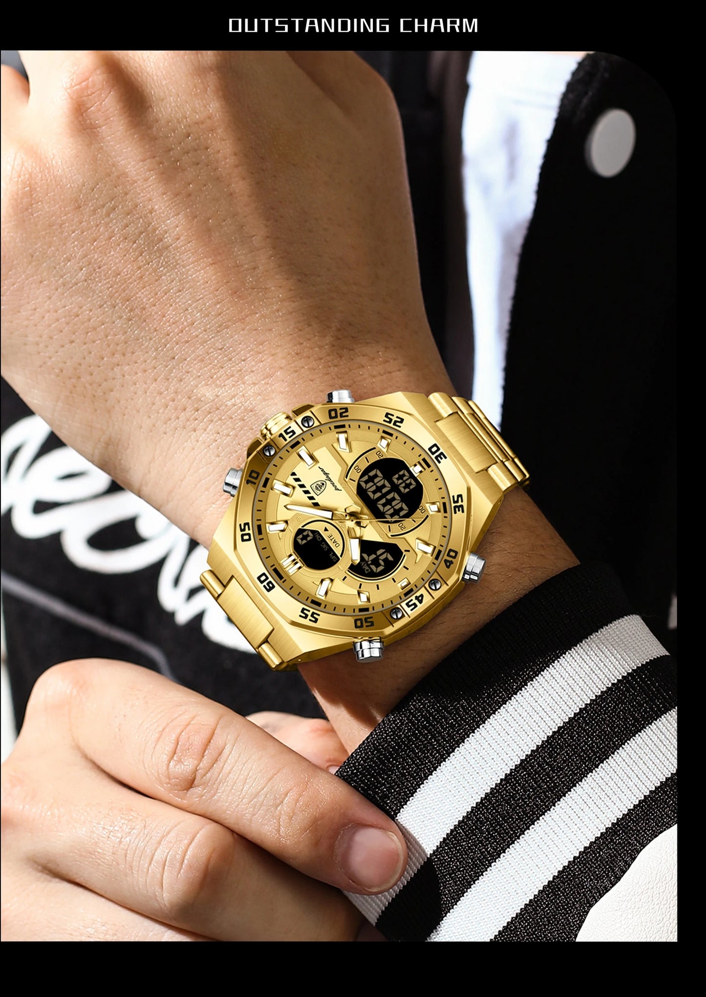 POEDAGAR LED Military-Style Men’s Watch – Tough Look. Smart Function.