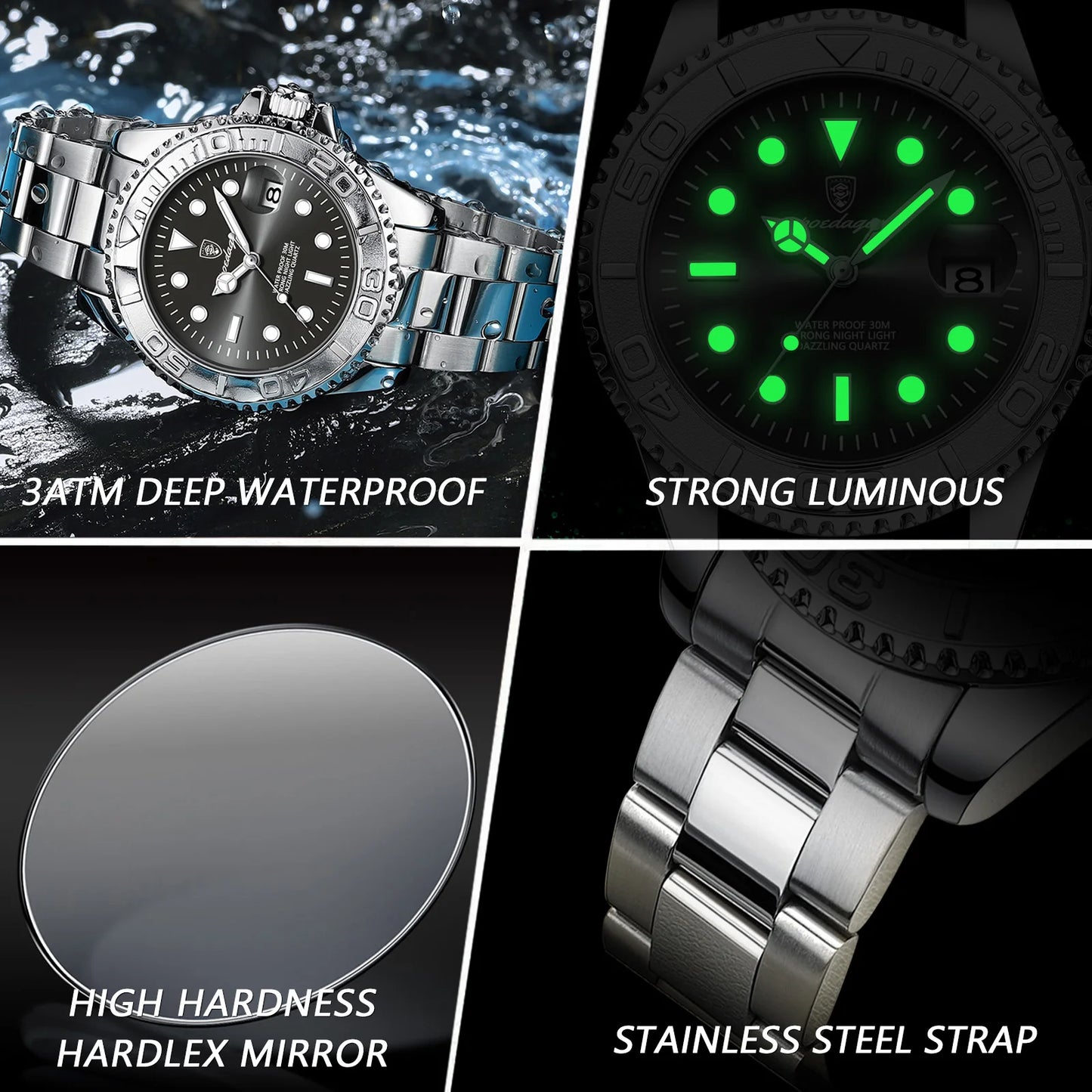 POEDAGAR Men’s Luxury Quartz Watch – Strength in Every Second