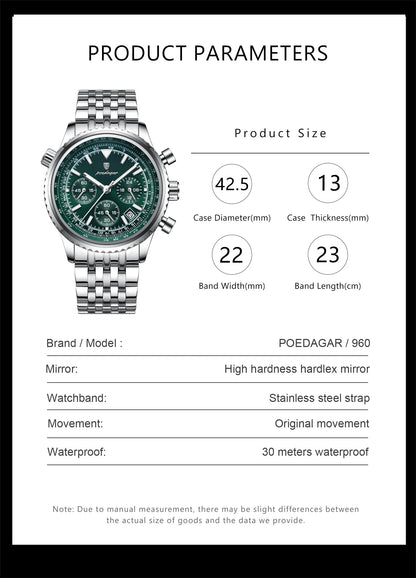 POEDAGAR Men’s Luxury Chronograph Watch – Bold. Precise. Ready for Anything.